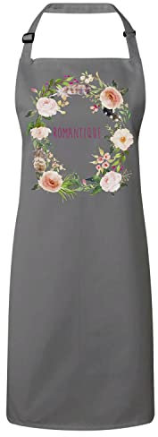 Fabulous Premium-Küchenschürze Grau Romantisch Blumenkranz Design Valentinstag