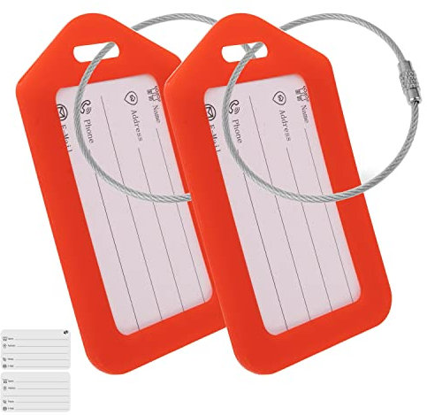 Kofferanhänger mit Adressschild, 2 Pack, in Rot, Kunststoff Schild, für Flugreise, Kreuzfahrt, Koffer Tag Gepäckanhänger, Namensschild, Adressanhänger, Taschenanhänger, Reise ID Card Etikett Aufhänger