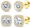 Morfetto 14K Flache Rückseite Runde Quadratische Ohrstecker für Männer Frauen Große Große Zirkonia Ohrstecker Herren Ohrringe Flatback Ohrringe Golden