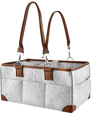 Wlauqueta Baby Windel Organizer Tragbarer Ablage Korb Wesentliche Tasche für Wickel Tisch und Gut zum Speichern Von Windeln Flaschen Baby Tücher Baby Spielzeug Leder