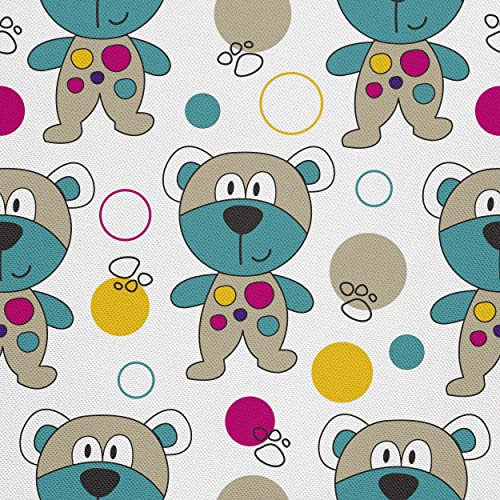 HEKO PANELS Stoff Oxford Wasserdichte Meterware Canvas-Stoff Polyester Stoff Zum Nähen Nähstoffe Möbelstoffe Dekostoffe Wasserabweisend Blickdicht Kinder Teddybären 1 Meter 155 x 100 cm, DX038