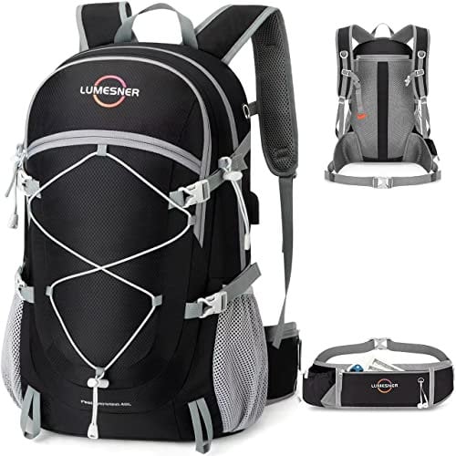 Lumesner 40L Hiking Travel Packable Lightweight Camping Backpack Daypack with Removable Belt Bag for Women Men