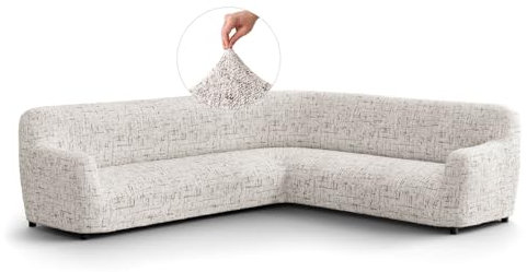 PAULATO - Sofabezug Ecksofa-Husse aus der Kollektion Vittoria Mikrofaser, kratzfestes und maschinenwaschbares Gewebe, WavyTech-TechnVittoria Naturologie, Made in Italy - Vittoria Natur