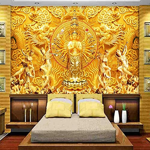 GIVLWF Papier Peint Intissé de Religion Bouddha Dragon Zen, Avalokitesvara Aux Mille Mains Panoramique Déco Mural - pour Salon Chambre D'enfant Décoration Murale 250 x 175 cm
