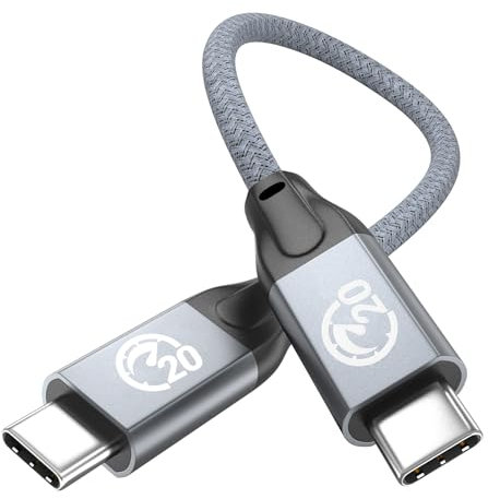 UseBean Câble USB C vers USB C 100W 0,2M, Câble de transfert de données USB 3.2 Gen 2X2 20Gbps Type-C PD Cordon de Charge Rapide,pour iPhone 15 Plus Pro Max MacBook Pro iPad Pro Galaxy S24 S23