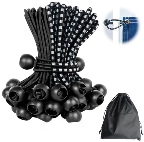 Spanngummis mit Kugel 50 Stück/20cm Planenspanner mit Kugel, Latex Spanngummi mit Kugel,Gummiband Gummispanner Zeltgummis Expanderschlingen Gummischlaufen für Planen,Zelt,Banner,Netz,Pavillions