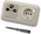 Busch Jäger SET: Unterputz 3-Loch Dose 47-2150 MHz, Enddose Stichdose, Radio/TV/SAT-Kompatibilität + DURO2000 cremeweiß 2fach Rahmen + Steckdose 20 EUC-212 + EBROM Phasenprüfer zur Montage der Geräte
