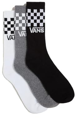 Vans Off The Wall Classic Crew Lot de 3 paires de chaussettes à carreaux Noir Taille 41/40, Noir , taille unique