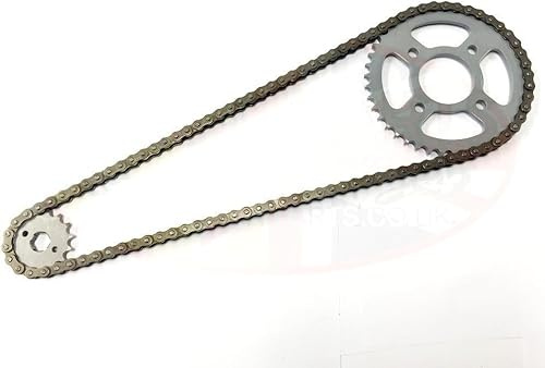 Heavy Duty Chain & Sprockets Set Compatible with/Replacement for Yamaha YBR 125 2007-2016 Models Black