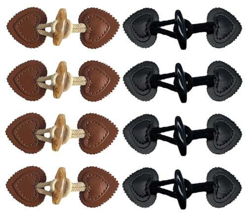 8 Paare Leder Knebelknopf Horn Knebelverschluss Leder Knebelverschlüsse Knebelknöpfe Mit Verschluss PU-Leder Knopfdufflecoat Für Mantel Strickwaren Windjacken Jacken DIY-Dekoration(Schwarz Braun)