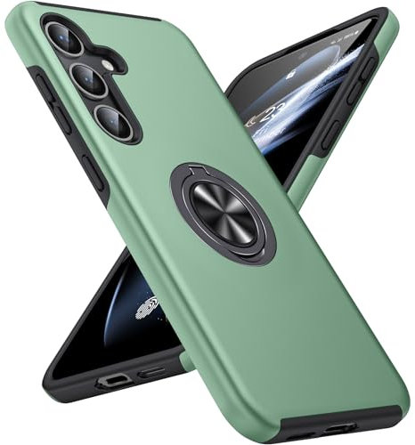 JAME für Samsung S25 Hülle/Samsung S24 Hülle, 360°Drehbarer Metall Ständer, Kratzresistent, Anti-Fingerabdruck, Stoßfest Schutzhülle Handyhülle für Galaxy S25/S24, Grün