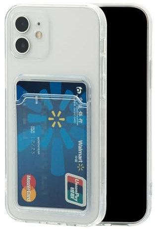 Chengyuanfeng for iPhone 12 Case with Card Holder Slot, Minimalist Ultra Slim Wallet Phone Case, Crystal Clear Thin TPU Shockproof Cover for Women, for Daily/Travel/Commute/Outings,Transparent