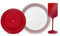 Karaca Amour 6-Piece New Generation Bone China Dinnerware Set for 2 People,Dinner Plates, Side Plates, Glass Goblets, Valentine's Day Gifts, Romantic Dinner, Couple Gifts, Love-Themed, Red