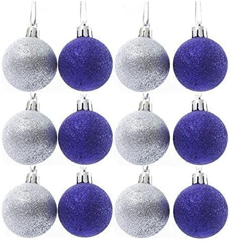 UKDeals Direct® ROYAL BLUE COLLECTION CHRISTMAS DROPLET BAUBLES TREE DECORATIONS GLITTER MATT ICICLES (Pack of 12 Baubles 3.8cm Royal Blue & Silver)
