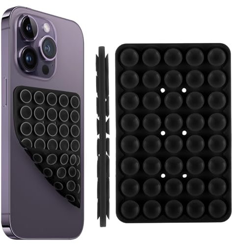 GEEHUA Silikon Saugnapf Handy, Handy Saugnapf Halterung Handyhalterung saugnapf Handy Saugnapf Halterung Handy Doppelseitigem Saugnapf für Selfies Rutschfester Spiegel(Schwarz)