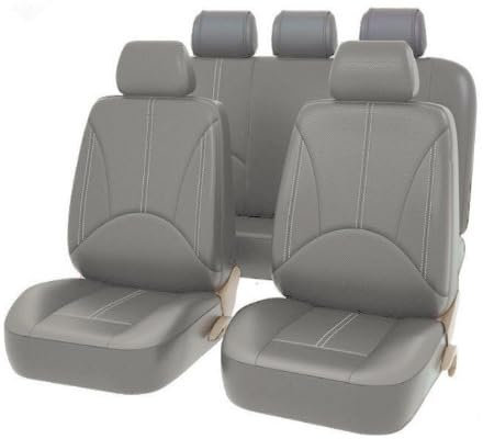 KARDZ Auto Leder Sitzbezüge für Jeep Grand Cherokee 2005-2010, 9 Stück Allwetter Atmungsaktiv Wasserdicht rutschfest Sitzkissenschutz,C-Grey