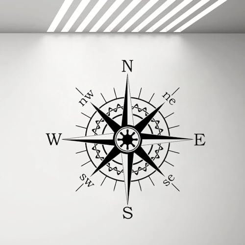 MIXUEXUNLU Kompass-Wandaufkleber, Jungenzimmerdekoration, nautischer Kompass, Rose, Aufkleber, Heimdekoration, Schlafzimmer, Spielzimmer, Kunstposter