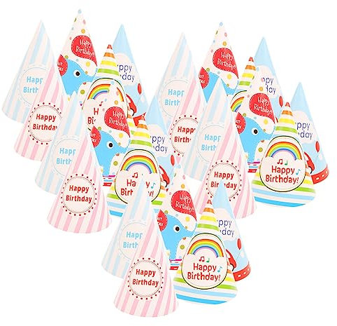 PHENOFICE 25 Stück Kreative Kegelförmige Geburtstagshüte Farbige Partyhüte Verschiedene Muster Kopfumfang Passt