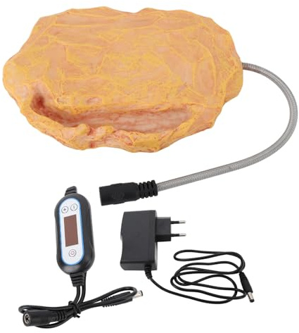 Fdit Reptilien-Terrarium, einstellbare Temperatur, Stein-Heizung, Eidechse, Schildkröte, Schlange, sicher, 12 V, Spannung, Terrarium für Haustiere (EU-Stecker AC 100 bis 240 V, 50 / 60 Hz)