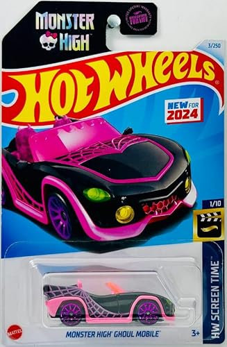 Hot Wheels Monster High Ghoul Mobile (schwarz), Maßstab 1:64, HW Bildschirmzeit 1/10