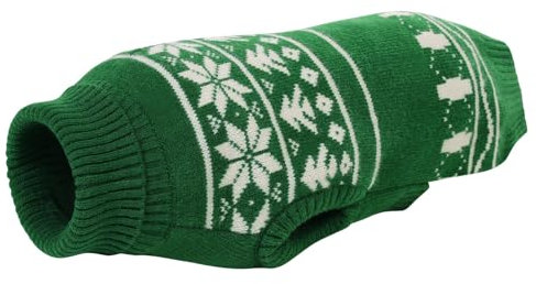 KONVINIT Hundepullover Weihnachten Rollkragen Hunde Weihnachtspullover Xmas Hundepulli mit Schneeflockenmuster für Kleine Mittelgroße Hunde,Hunde Weihnachtsoutfit