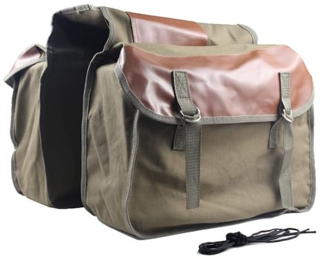 Lidzopas Motorcycle Saddle Bags, Motorcycle Pannier Bag Canvas Motorcycle Saddlebags Large Capacity Motorbike Panniers Side Tools Pouch Universal for Dirt Bike Scooter Powersports Camel
