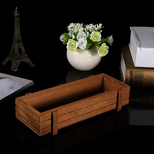 NOENNULL Planter, 23 x 9 x 4, Indoor and Outdoor Wooden Herb Flowers Succulent Planter Box Home Garden Rectangular Storage Box