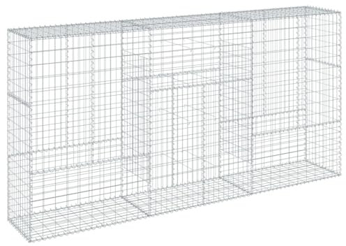 vidaXL Panier gabion avec couvercle 300x50x150 cm fer galvanisé, mur en gabion, mur de soutènement en gabion, clôture en gabion, gabion, cage gabion
