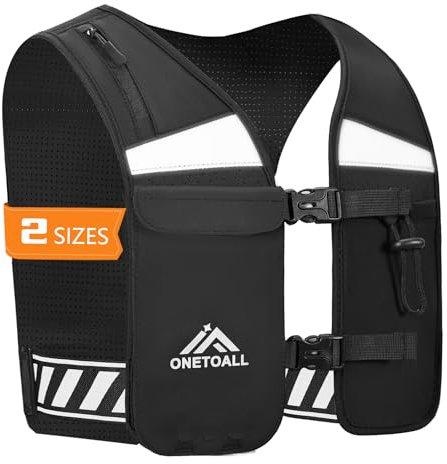 ONETOALL Gilet Hydratation Running, Gilet de Course à Pied Homme Femme pour Téléphone Sac de Trail Réfléchissant Réglable Léger pour Jogging Marathon VTT