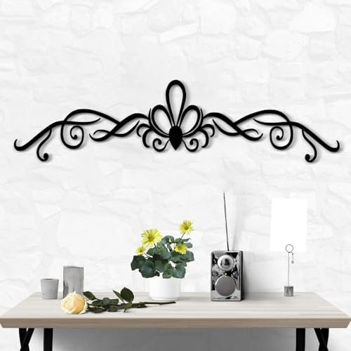 Large Metal Scroll Wall Decor,Long Iron Scroll Vine Wall Art Above,Modern Metal Minimalist line Wall Hanging Sign Sculpture for Above Door Living Room Office Indoor and Outdoor Decoration