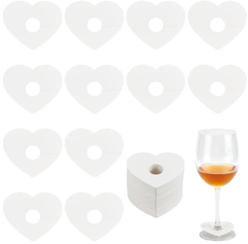 FINGERINSPIRE 150 Stück Weinglasmarker In Herzform Beige Papier Weinglasanhänger Cocktail Champagner Namensschild Weinglas Identifikationsschild Für Hochzeit Babyparty Geburtstagsparty