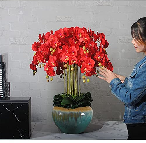 HXFFXHF Fleur Artificielle orchidée Artificielle réaliste avec Vase, Grandes Fausses Plantes Phalaenopsis en Pot, Fausse Fleur