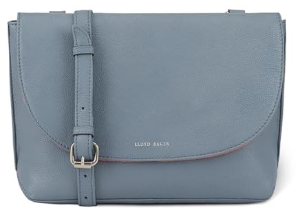 Lloyd Baker London – LYNA Flap-Over Crossbody Bag: Women's Modern Design in 100% Genuine Full Grain Leather- CITADEL (Light Blue)