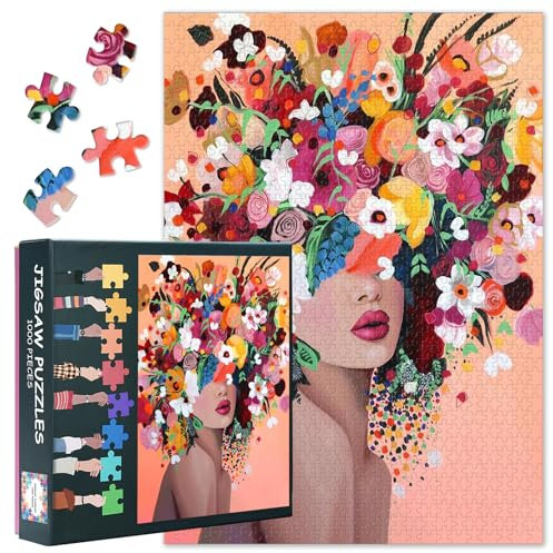 Puzzles for Adults 1000 Pieces, Girl Jigsaw Puzzles, Flowers Jigsaw Puzzle 1000 Pieces, Challenging Game Home Decor Birthday Party Gift Toy for Adults Kids Seniors 20X27 INCH