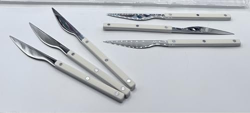 BUGATTI Tavola allegra, coltello in acciaio e manico vintage color avorio, con materiale riciclato e riciclabile,lavabili in lavastoviglie.Qualità garantita a vita. COD. AGAU-00603