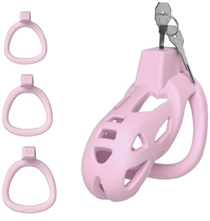 cage de chasteté pénis, cages de chasteté, sex toýs homme, 3D Légère avec 3 Tailles Anneaux de Pénis Amovibles pour Empêcher L'érection, Retenue et Bondage SM avec de Chasteté Sex Toýs Couple (Rose)