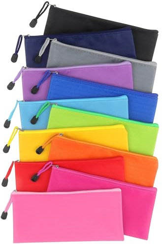 12 Stück Wasserdichte Dokumententasche Geldtaschen Banktasche, Reißverschluss-Aktentaschen, Reißverschlusstasche, Datei Taschen mit Reißverschluss Dokumentenmappe (A6(23 * 11.5cm))