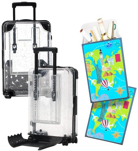 ePicsoa Mini Koffer Geschenkbox, 2 Stück Reise Urlaubskasse Reisekoffer Urlaubskasse Geldkassette als Geschenk für Urlaub, Geldgeschenk-Verpackung Hochzeit, Deko-Koffer, Handyhalterung