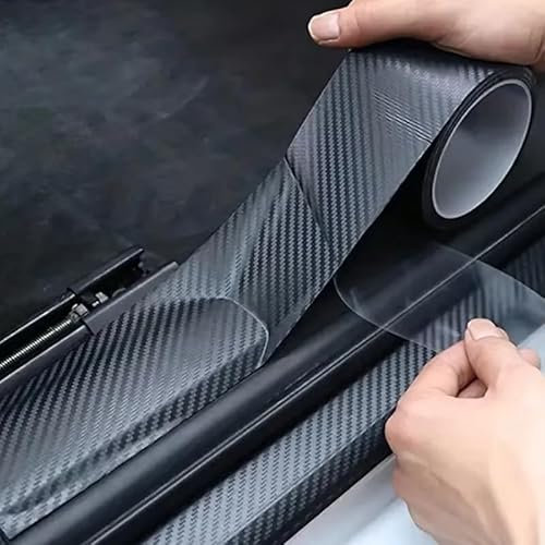 HMYOUXUAN Auto Einstiegsleisten Aufkleber für Audi R8 RS3 RS4 RS5 RS6 RS7 A1 A3 A4 A5 A6 A7 A8, Autokantenschutzleiste Auto Einstiegsleisten Schutz Kantenschutz Autotür, 10cm×5m,Carbon Fiber