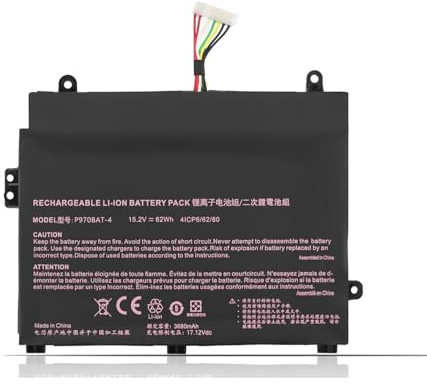 P970BAT-4 Laptop Akku | Ersatz für Schenker Key 16 17 Clevo P960 P960EN-K Medion Erazer X17801 Sager NP2950 Mifcom SG6/SG7 i7 RTX Series(15.2V 62Wh)
