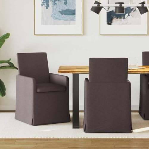 Zeehear Esszimmerstühle 2er Set, Dunkelbraun Stoff, 57x67x95 cm, Metallrahmen, ergonomisch, für Esszimmer Küche, Moderne Essgruppe