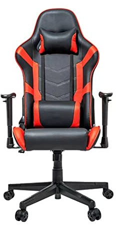 DFGHNBVC Chaise De Bureau Gaming Ergonomique en PU, Dossier Haut, Appui-Tête Et Soutien Lombaire, Pivotante Et Confortable pour E-Sport, Blanche Et Rouge.