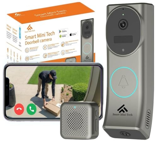 Security Doorbell with Dual 2K Full HD Cameras & Separate Indoor Chime – Wireless Door Bell, Smart Ring Door Bell with Voice Compatibility, Includes Ring & Security Camera Outdoor Wireless System.