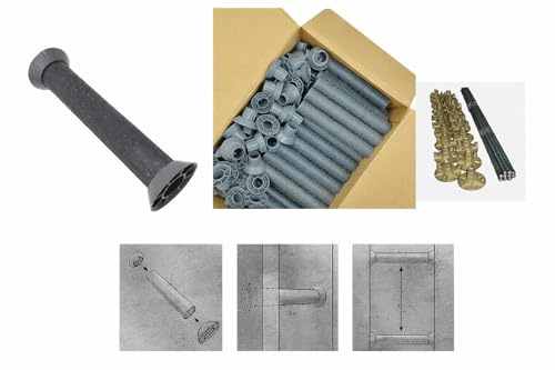 Miko® 10 Stk. Schalungs-Abstandhalter 24 cm SET inkl. Spannstab mit Ankermutter, ermöglichen gleichmäßiges Arbeiten beim Betonieren, einfache Anwendung, stabiles und robustes Material (24 cm)