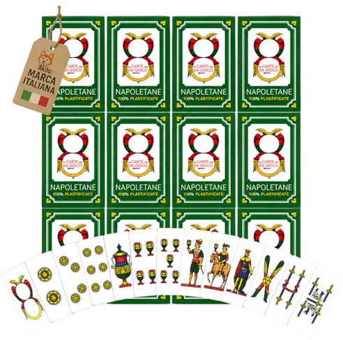 AKITAInk Set 12 Mazzi Carte Napoletane Plastificate, Carte da Gioco Resistenti e Durevoli, Ideali per Giochi Tradizionali e Partite in Compagnia