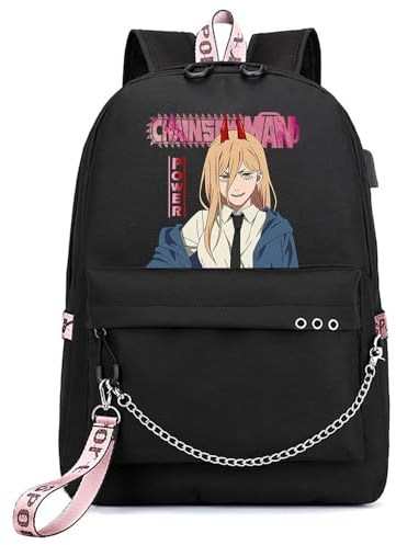 Huacaiyu Unisex Denji Merch Rucksack Cartoon Anime Pochita Reze Schulrucksack Haikyuu Anime Studenten Schulranzen Casual Laptop Rucksack für Manga Fans Cosplay Geschenk Schwarz