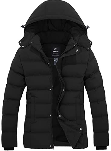 wantdo Women's Waterproof Puffer Jacket Short Quilted Puffer Coat Black L