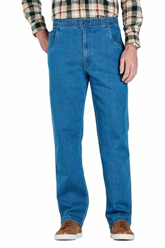 Chums Men's Elastic Waist Denim Jean in Stretch Fabric | Comfortable, Durable and Stylish Pants, 4 Pockets Including Coin Slot & Rear Buttoned Pocket