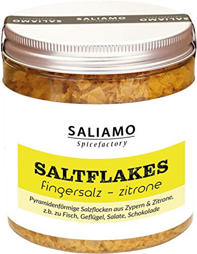 125g BIO Fingersalz Salt Flakes Zitrone, Pyramiden Flakes Citron, Salt Flakes Zitrone, Meersalz, Zitrus Pyramiden Salz aus Zypern | Saliamo