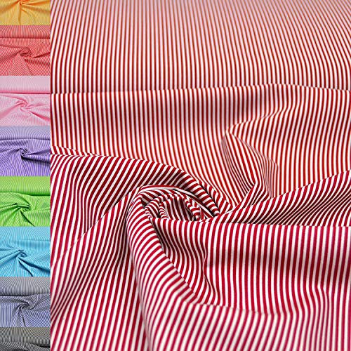 MAGAM-Stoffe Amelie Streifen Baumwollstoff Oeko-Tex Meterware 50cm (14. Dunkelrot)
